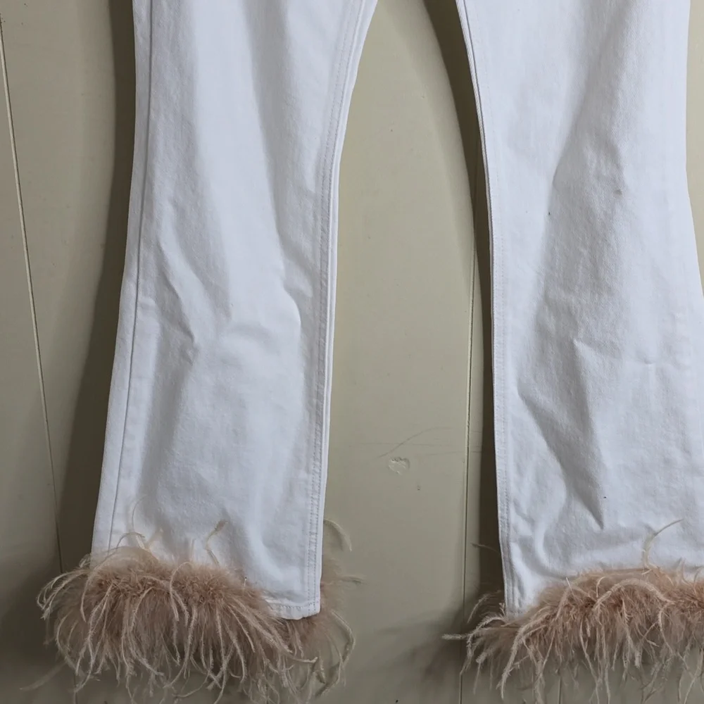 Gianni Bini X Nastia Liukin Anna Denim Straight Leg Feather Detail Jeans 25w - Picture 5 of 12